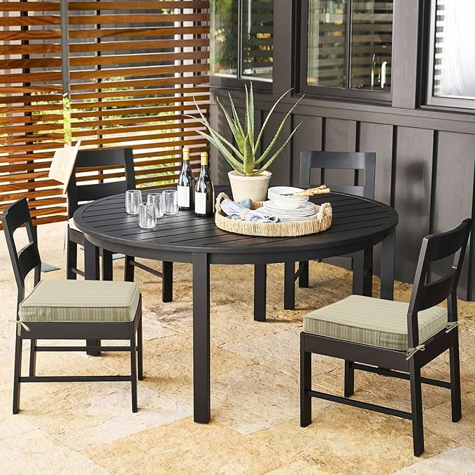 Outdoor Square Corner Seat Cushion, 18.5"x16"x3", Set of 4, Non Slip Seat Cushion Pads with Removable Cover for Patio Furniture, Garden Yard Lawn, Beige Brown Stripe