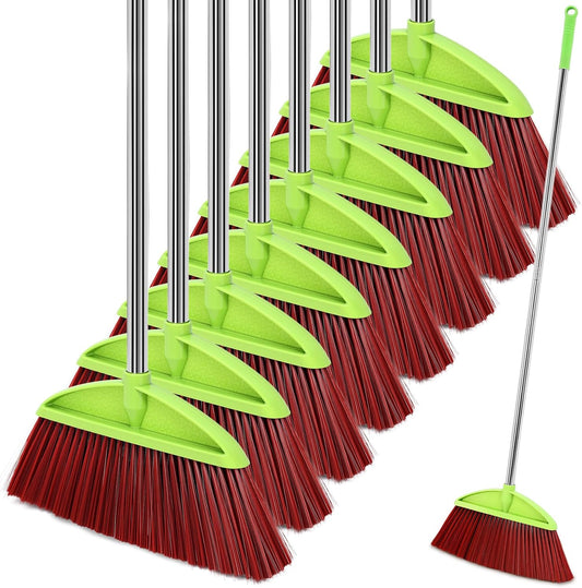 Lasnten 8 Pack Heavy Duty Broom Commercial Set with 49" Stainless Steel Detachable Handle Indoor and Outdoor Floor Brooms for Home, Garage, Kitchen, School, Office, Patio Cleaning