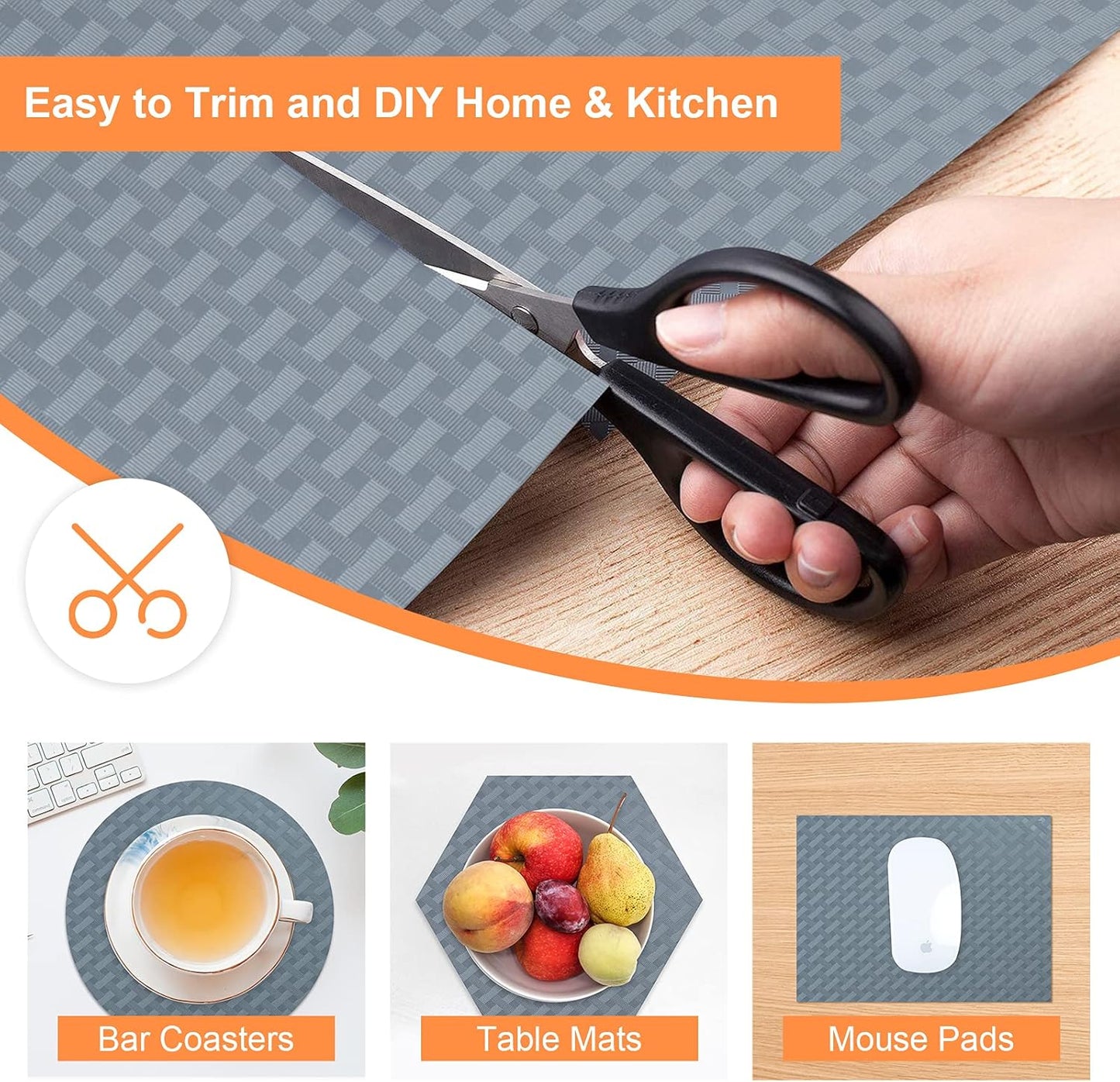 Shelf Liners for Kitchen Cabinets Refrigerator Liners Waterproof & Oil-Proof Kitchen Cupboard Liner Non-Slip Drawer Mats EVA Material Non Adhesive Fridge Mats for Shelves 17.3 x 393.7 Inches