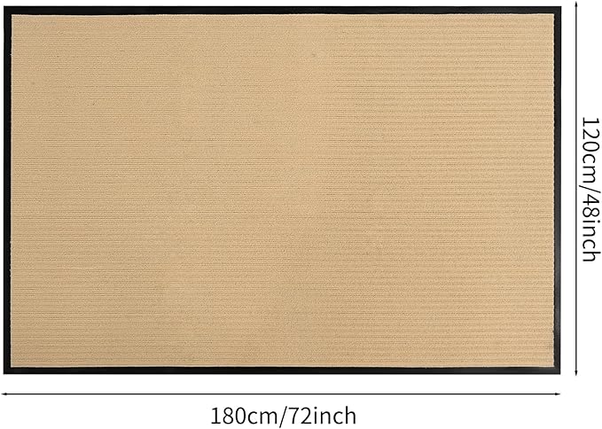 fani Heavy Duty Large Outdoor Indoor Entrance Black Doormat Waterproof Low Profile Entrance Rug Front Door Mat Patio Anti-Skid Rubber Back, 48x72 inch (Beige)