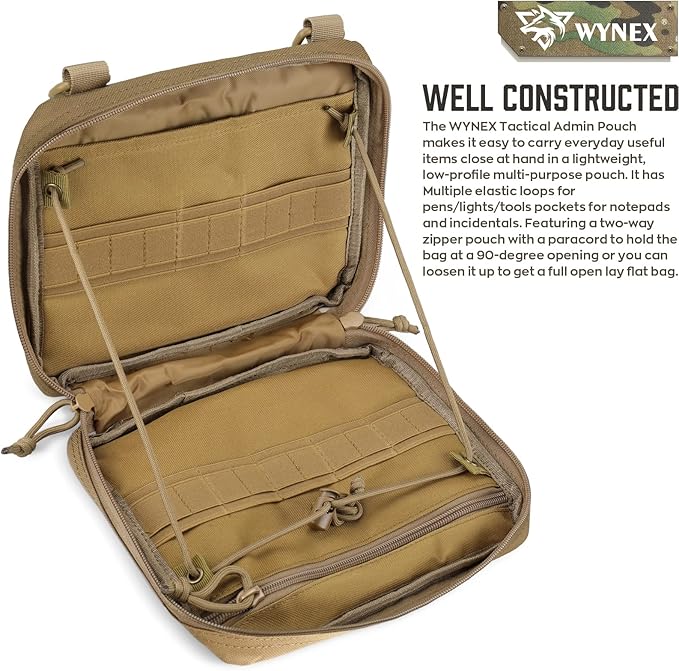 WYNEX Tactical Admin Molle Pouch, Medical EDC EMT Utility Bag Shell Design Attachment Pouches 1000D Nylon Hiking Belt Bags