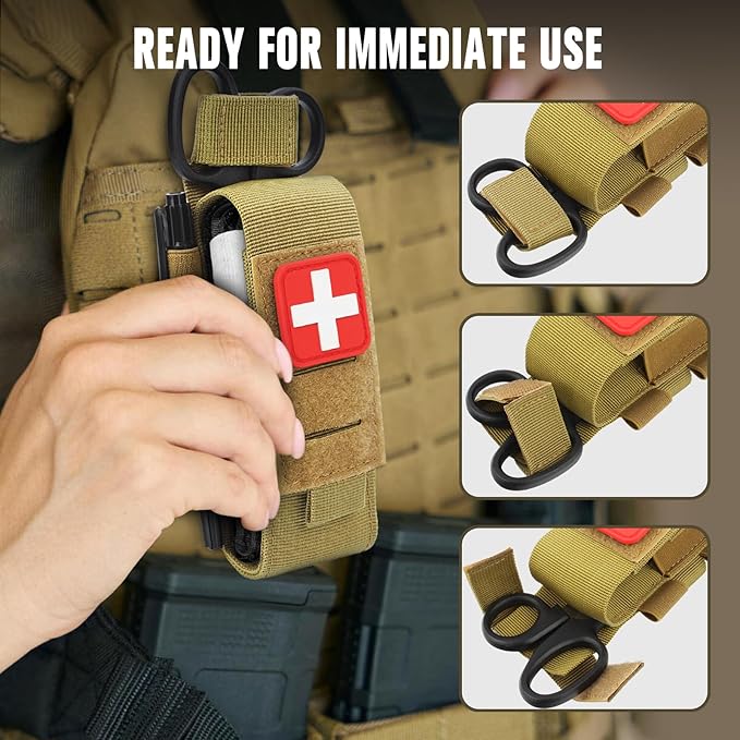 ZZY Tactical Tourniquet Pouch Holder, Molle Medical Shears Pouch EMT Scissors Bag Fit for Tourniquet, EMT Shears, Folding Knife, Outdoor Small Tool Bag Organizer