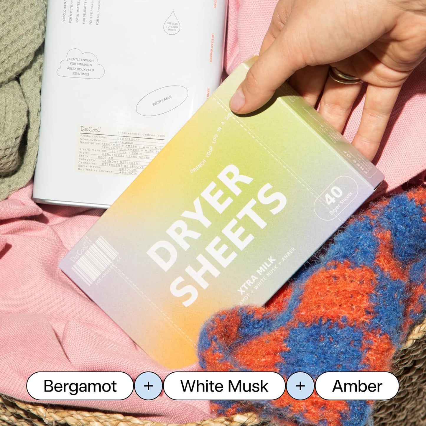 DedCool Dryer Sheets | Xtra Milk | 40 Count | Non-Toxic Vegan Fabric Softener | Bergamot, Vanilla & Amber Scent | Gentle on Sensitive Skin | Softens & Freshens | Premium Laundry Supplies