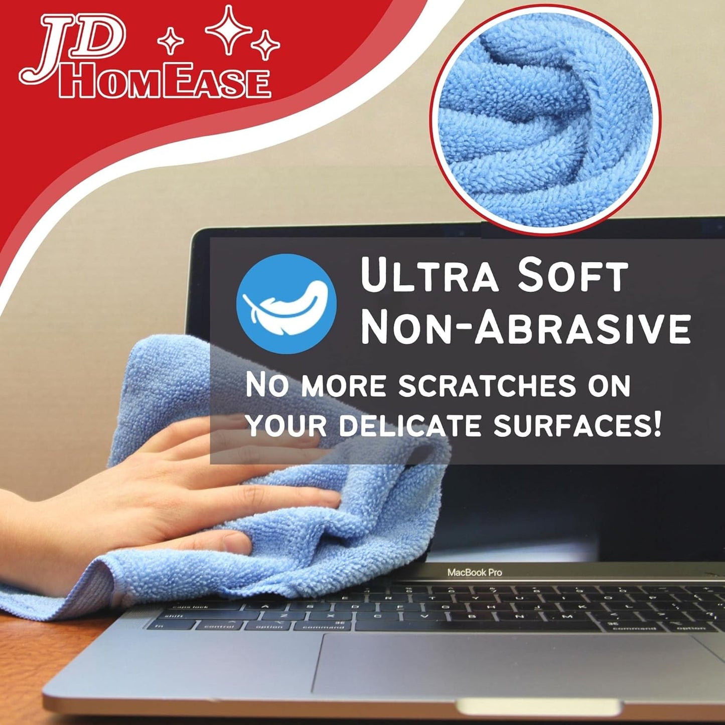 Microfiber Cleaning Cloths,24 Pack, 16"x16", All-Purpose, Softer, Highly Absorbent, Lint-Free, Reusable, Washable Pro Towels, Orange, for House, Kitchen, Bathroom, Car, Office