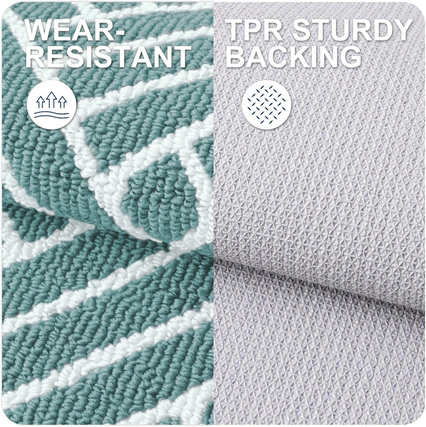 OLANLY Indoor Door Mat, 48x32 Inch, Dirt Resistant and Absorbent, Non-Slip Rubber Backing Floor Mats, Easy Clean Low-Profile Doormat for Entryway, Front Door, and Inside Entrance, Sage Green