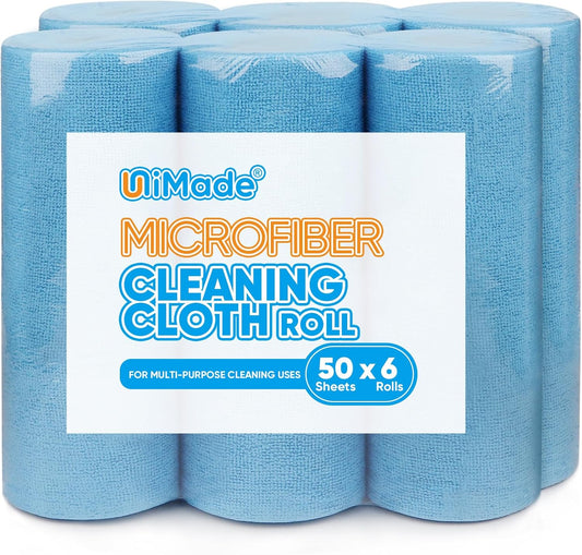 Microfiber Cleaning Cloth, 300 Sheets Shop Towels Commercial Grade Washcloths Lint-Free Work Rags Bulk Towels for Cars Mechanic Restaurant Garage Housekeeping, 11.5"x 11.5", Blue