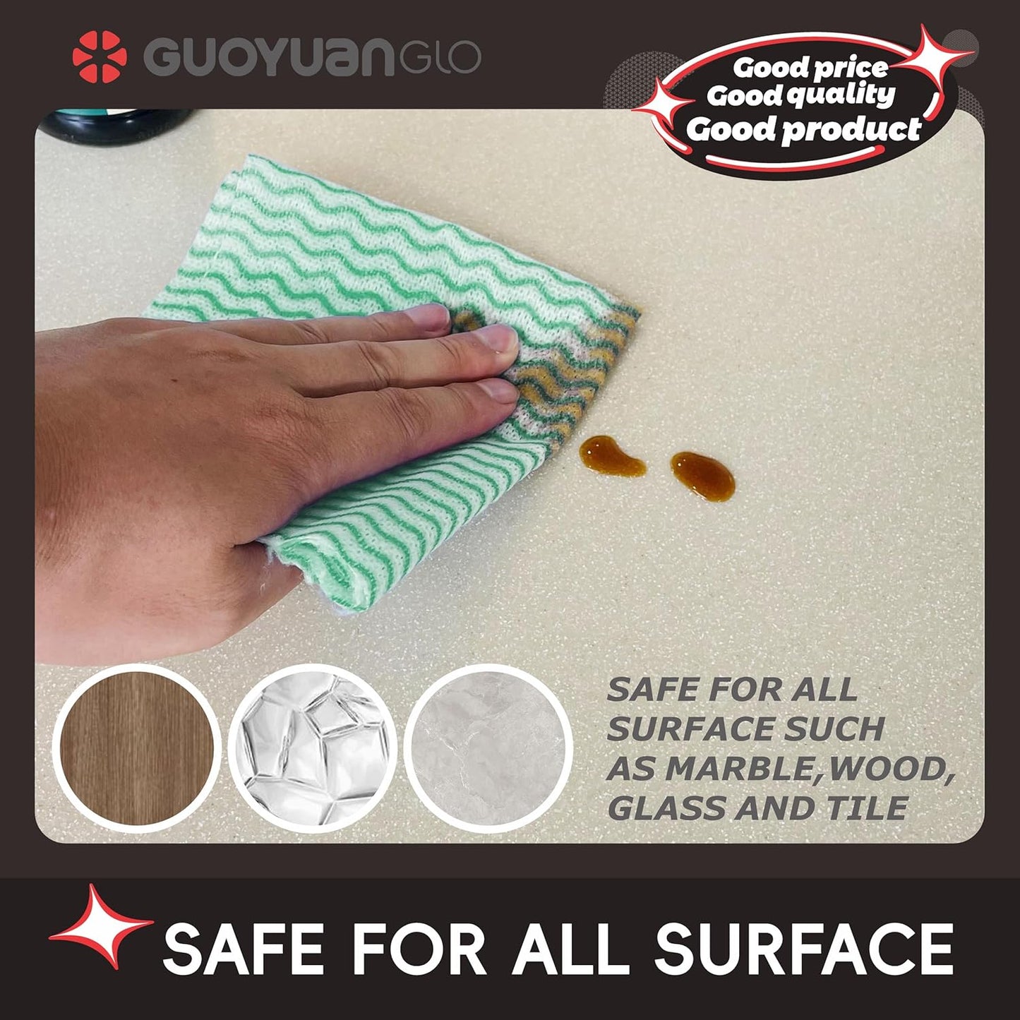 Disposable Dish Cloths Disposable Cleaning Towels Heavy Duty Reusable Cleaning Cloths Dish Rags for Kitchen,11.8 x 21 inches - 50 Counts/Pack,Green