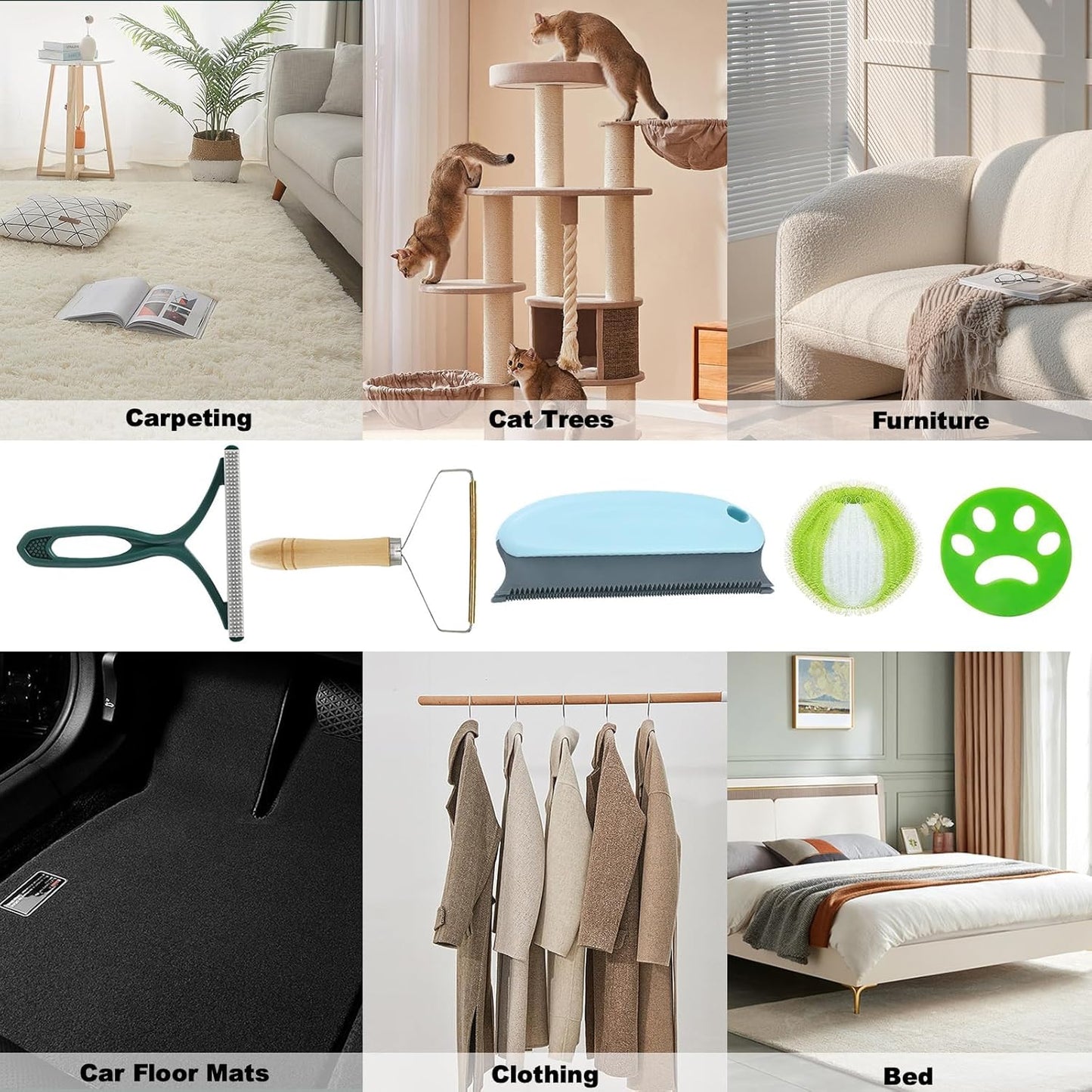 Pet Hair Remover, Portable Dog Cat Hair Remover, Lint Remover, Reusable Pet Hair Removal Tool, Lint Shaver Cleaner Pro, Carpet Scraper for Couch Furniture, Blanket, Clothing, Carpet, Rugs (9)