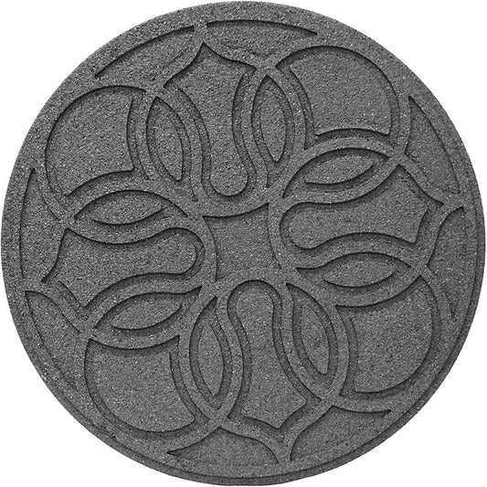 Garden Central 4-Pack 18”x18” Fake Pendant Rubber Stepping Stones, Round, Grey – Reversible Non-Slip Outdoor Faux Decorative Set for Landscaping – DIY Decor for Walkways & Yard Pathways