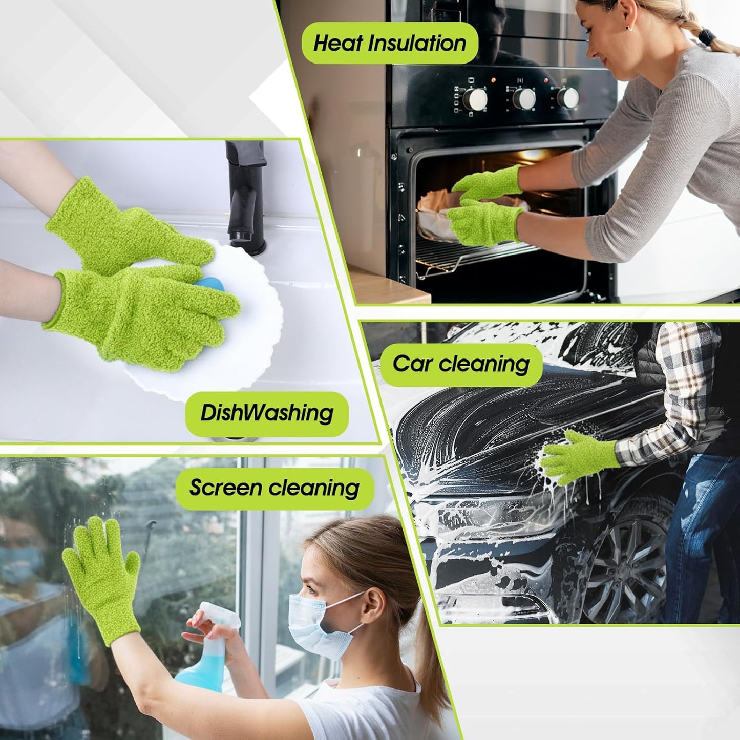 Plant Dusting Gloves, Microfiber Dusters for Cleaning Kitchen Indoor Mitt for House Use Desk Window Blind Screen Wash
