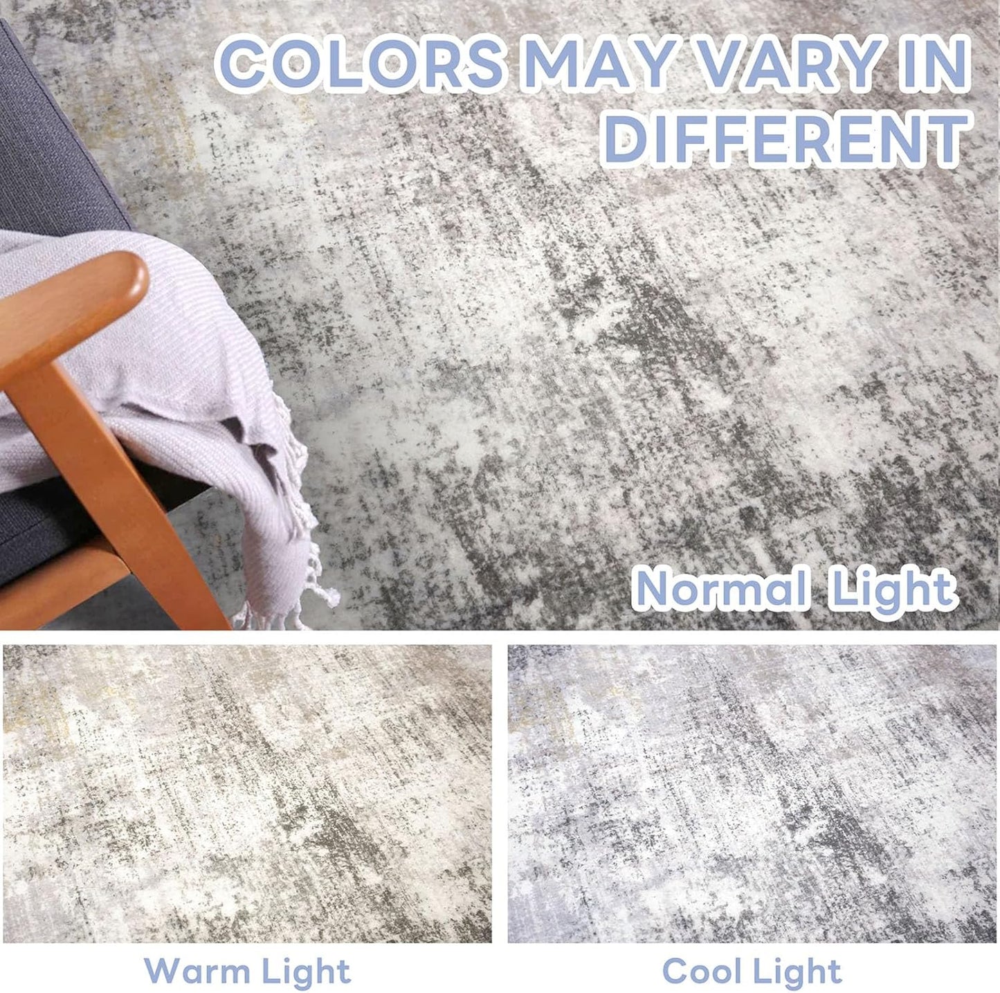 IOHOUZE Round Area Rug 3 Ft Circle Entryway Rugs Round Washable Door Mat Indoor Entrance, Non Slip Circle Front Door Rug, Printed Abstract Faux Wool Floor Carpet for Foyer Porch Sink, Grey Beige