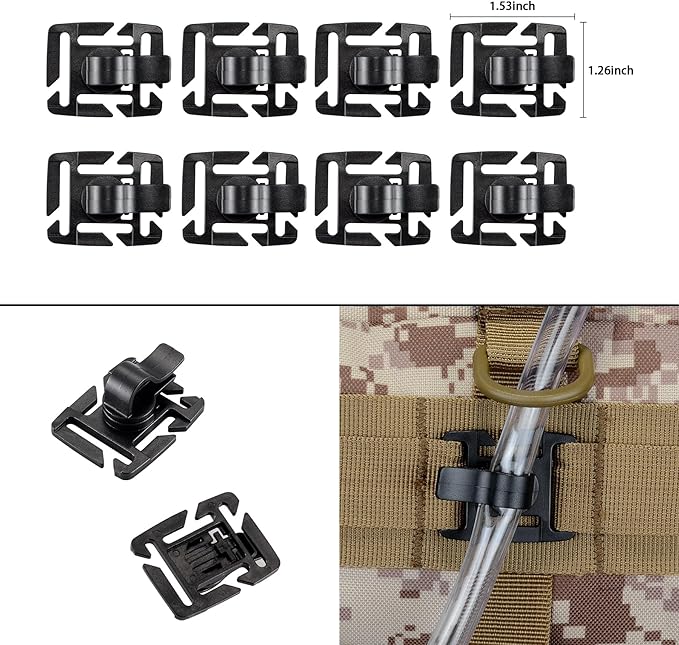 BOOSTEADY 36PCS Attachments for Tactical Backpack Vest Belt,D-Ring Grimloc Locking Gear Clip, Web Dominator Elastic Strings, Strap Management Tool Buckle,Hydration Tube Clips,Key Ring,MOLLE Bag