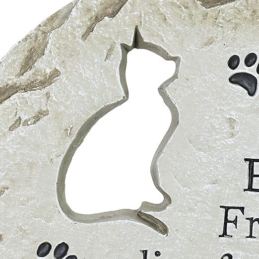 Exhart Cat Memorial Garden Stepping Stone Marker, Durable, Weather-Resistant Cement, 12 x 1 Inch