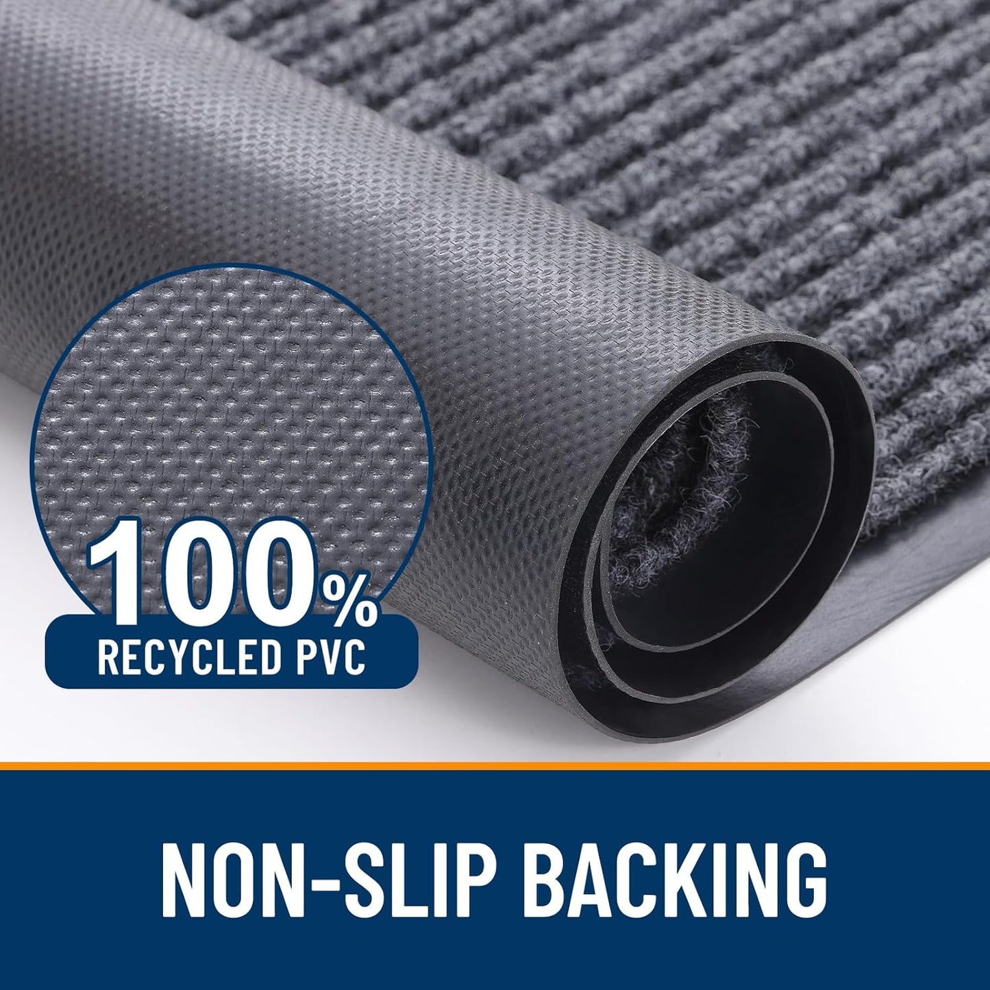 OLANLY Front Door Mat Indoor Outdoor Entrance, Waterproof Heavy Duty Doormat, Fade Resistant, Low Profile, Easy Clean Patio Porch Welcome Floor Mats for Entry, 33x21, Grey