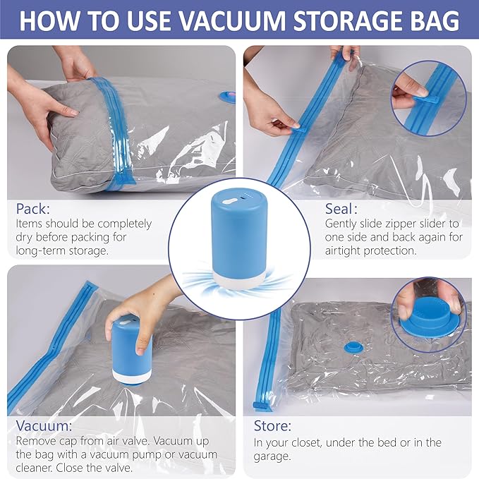 15 Pack Space Saver Storage Bags with Electric Air Pump
