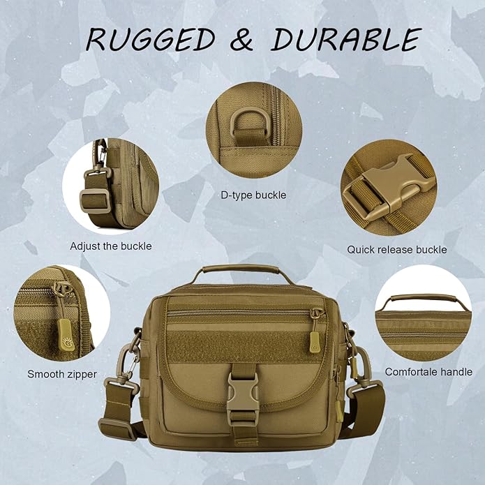 Protector Plus Tactical Messenger Bag Men Small Military MOLLE Crossbody Pack (Patch Included)