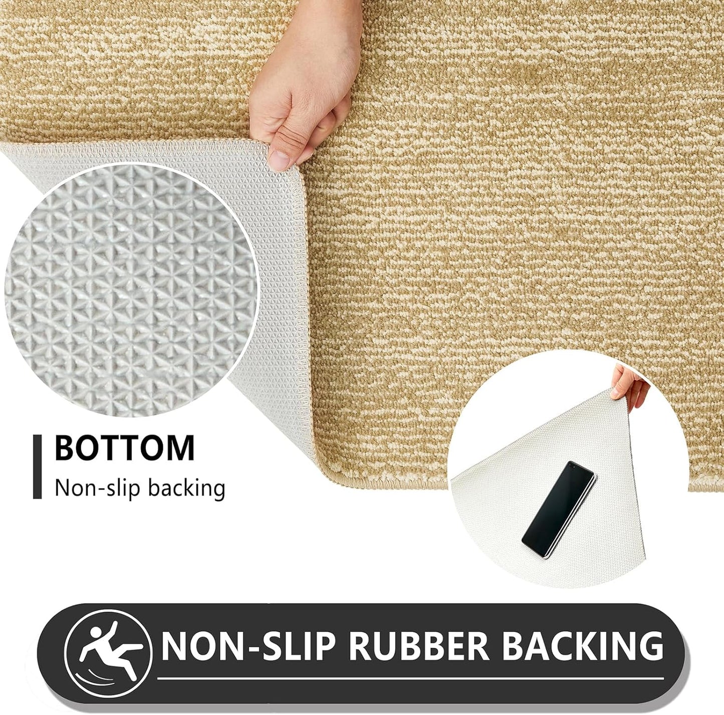 REFETONE Indoor Doormat, Front Door Mat 20"x32" Absorbent Rubber Backing Non Slip Back Door Mats, Washable Low-Profile Inside Floor Mat Door Rugs for Entryway, Resist Dirt Mud Mat for Dogs, Brown