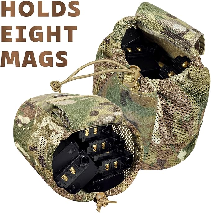 Dump Pouch Tactical Molle Mesh Pouches,Lightweight Range Compact Micro Drawstring Foraging Roll Up Foldable Recovery Ar Mag Tool Pack,EDC Drop Net Storage Belt Bag.…