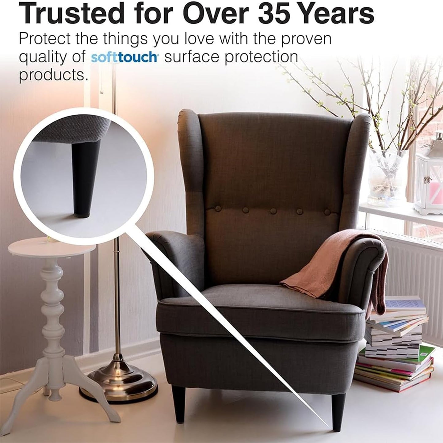 SOFTTOUCH 4717895N Heavy Duty Square Felt Furniture Pads to Protect Hardwood Floors from Scratches, 1", 48 Pack, Black, 48 Piece