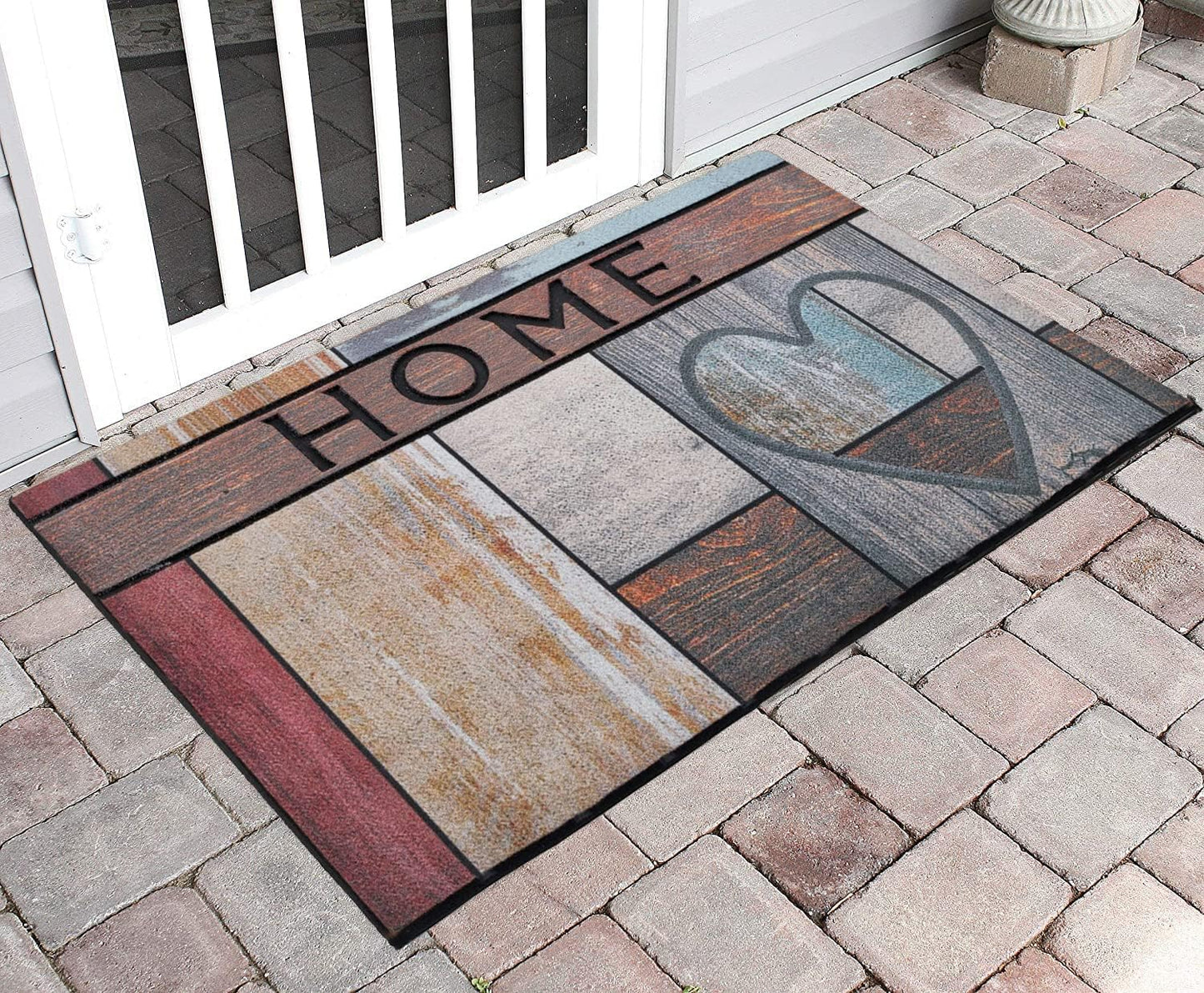 CHICHIC Welcome Door Mat 18x 30 Inch Front Doormat Outdoors for Home Entrance Outdoors Mat for Outside Entry Way Doormat Entry Rugs, Heavy Duty Non Slip Rubber Back Low Profile, Heart