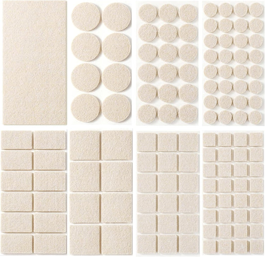 Felt Furniture Pads for Hardwood Floors 129 Piece, Furnigear Anti Scratches Felt Pads for Round, Square Chair Feet Self Adhesive Chair Felt Pads Sliders Moving Your Furniture Smoothly, Beige