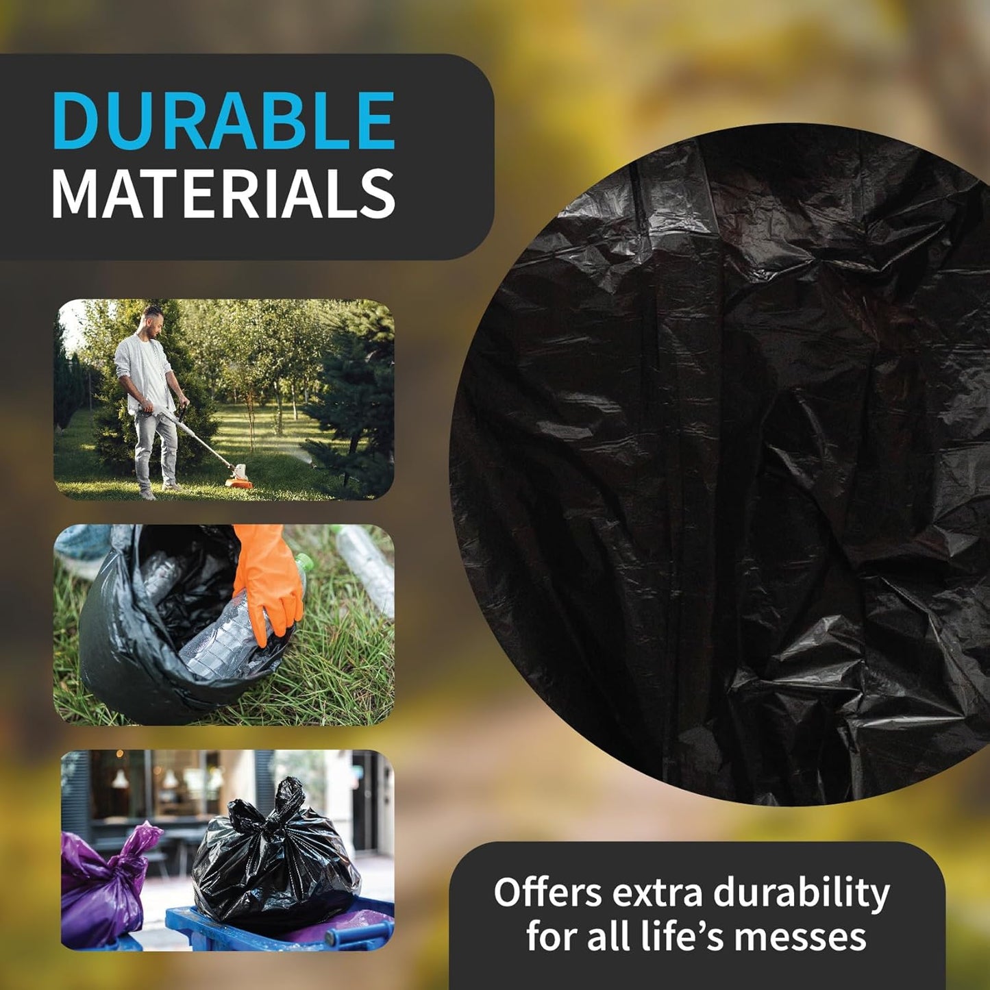 Industrial Grade 50 Count Black Trash Bags, 55-60 Gallon, 2.0 Mil, 36 x 58, Extra Strength, Heavy Duty, Tear and Puncture Resistant, No Ears, Unscented, Durable, No Ties, Made in USA