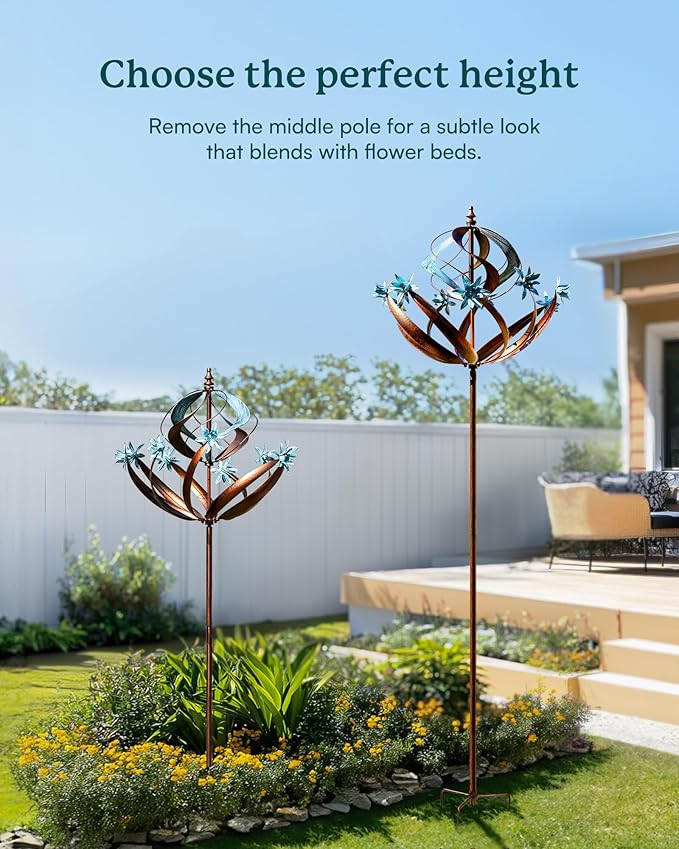 Yard Garden Wind Spinners Outdoor- Extra Large Kinetic Metal Wind Sculptures & Spinners, Yard Garden Decoration for Outdoor (26" W x 86" H)