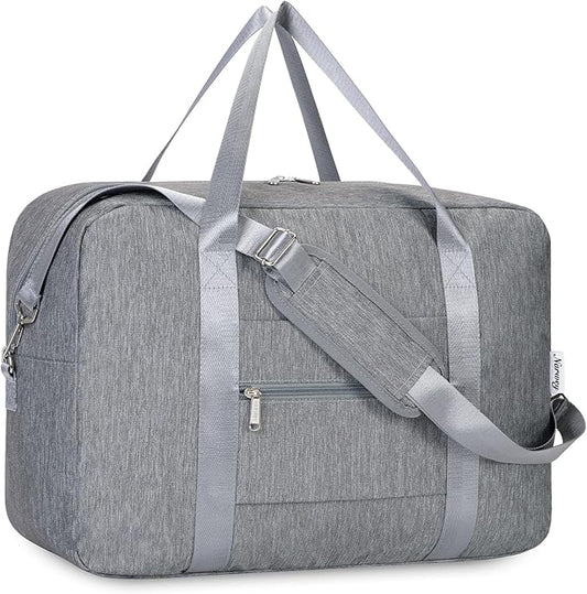 For Spirit Airlines Personal Item Bag 18x14x8 Foldable Travel Duffel Bag Underseat Carry on Luggage for Women and Men 30L (Grey)