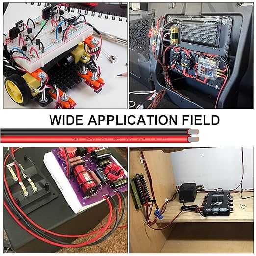 10 Gauge Wire 50FT Tinned Copper Wire - 2 Conductor Parallel Wire Insulated Stranded Wire for Solar Panel Car Audio Auto, Low Voltage Electrical Wire for LED Lighting (10AWG 50FT)