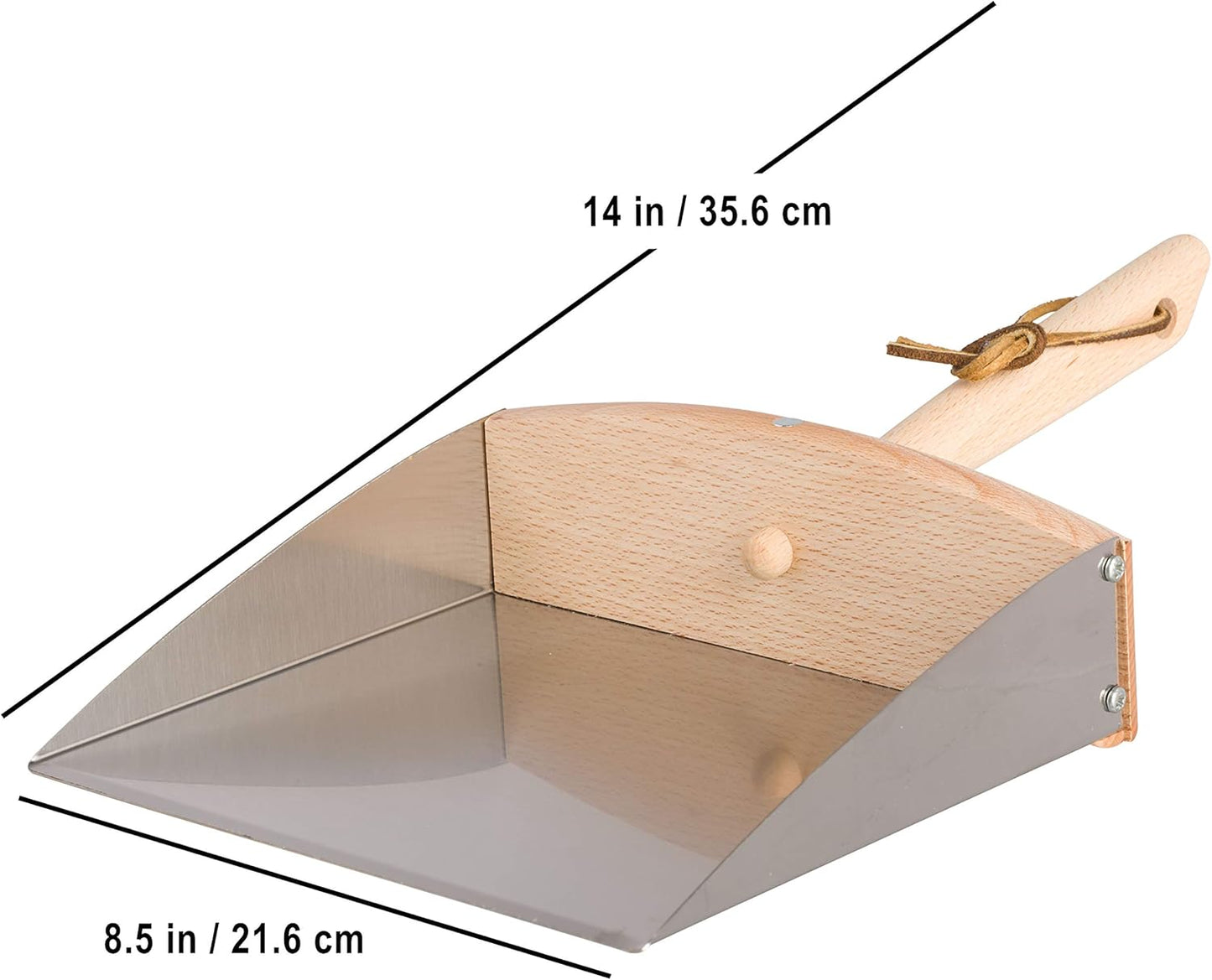 REDECKER Horsehair Fiber Hand Brush and Dust Pan Set, Heavy Duty Broom and Dustpan Combo for Home and Outdoor, Oiled Beechwood Handles, Stainless Steel Dust Pan, Made in Germany, 14-1/8-Inches