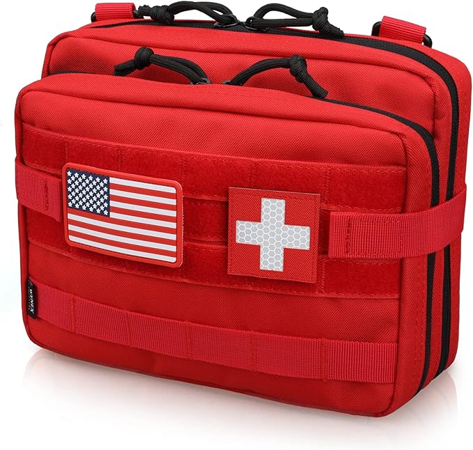 WYNEX Tactical Large Admin Pouch of Double Layer Design, Molle EDC EMT Utility Pouch with Map Sleeve Modular Tool Pouch Large Capacity Flag Patch Included