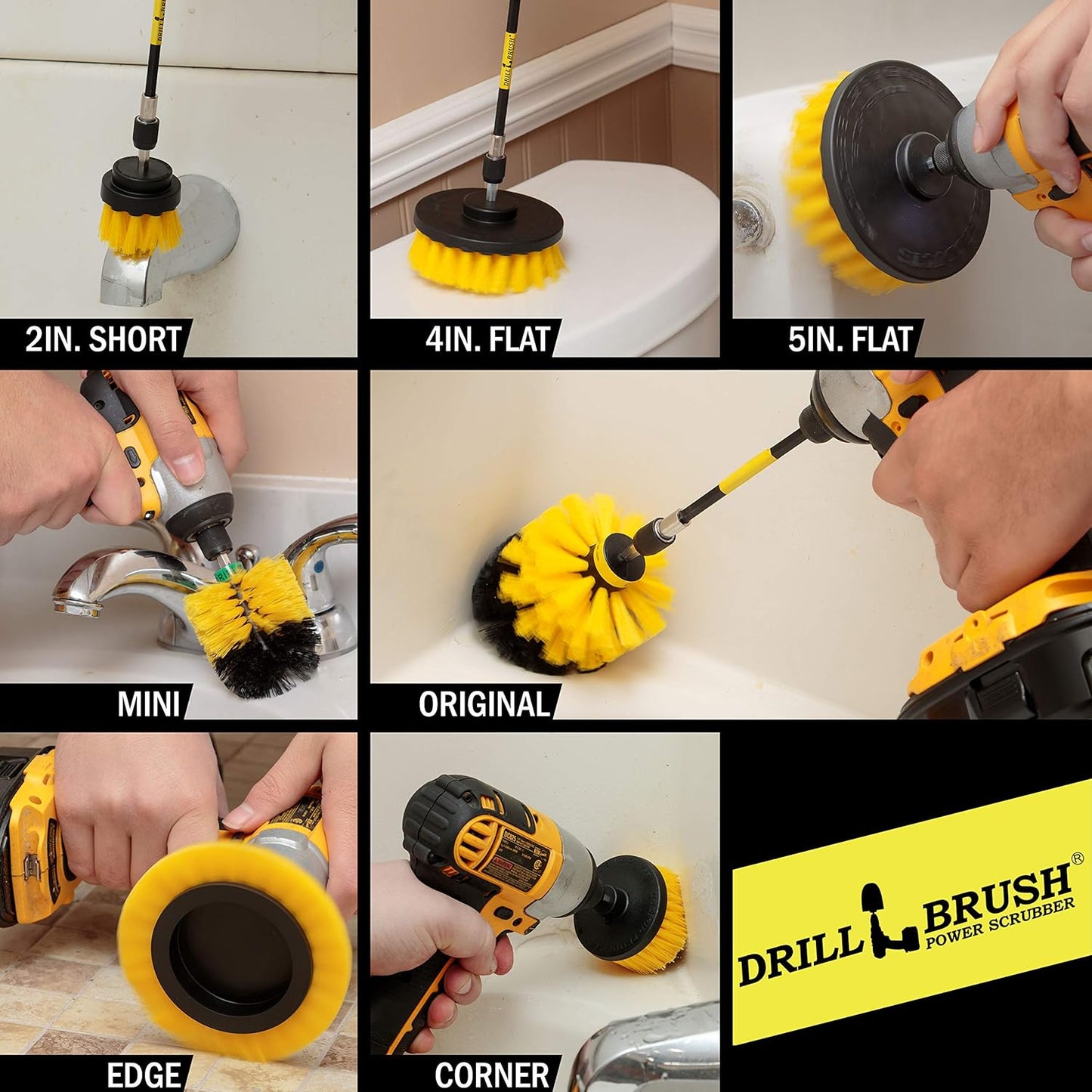 Drill Brush Power Scrubber by Useful Products - Toilet Bowl Power Brush - Bathroom Cleaner - Shower Cleaner - Bathroom Accessories Set - Cleaning Kits - Spin Scrubber Drill Attachments for Cleaning