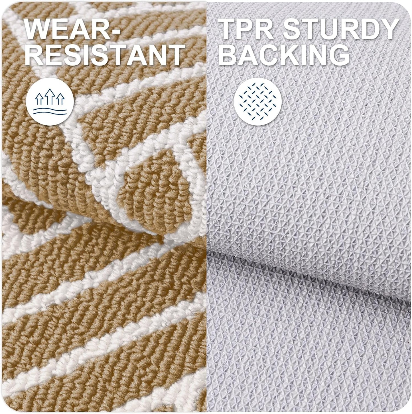 OLANLY Indoor Door Mat, 48x32 Inch, Dirt Resistant and Absorbent, Non-Slip Rubber Backing Floor Mats, Easy Clean Low-Profile Doormat for Entryway, Front Door, and Inside Entrance, Beige