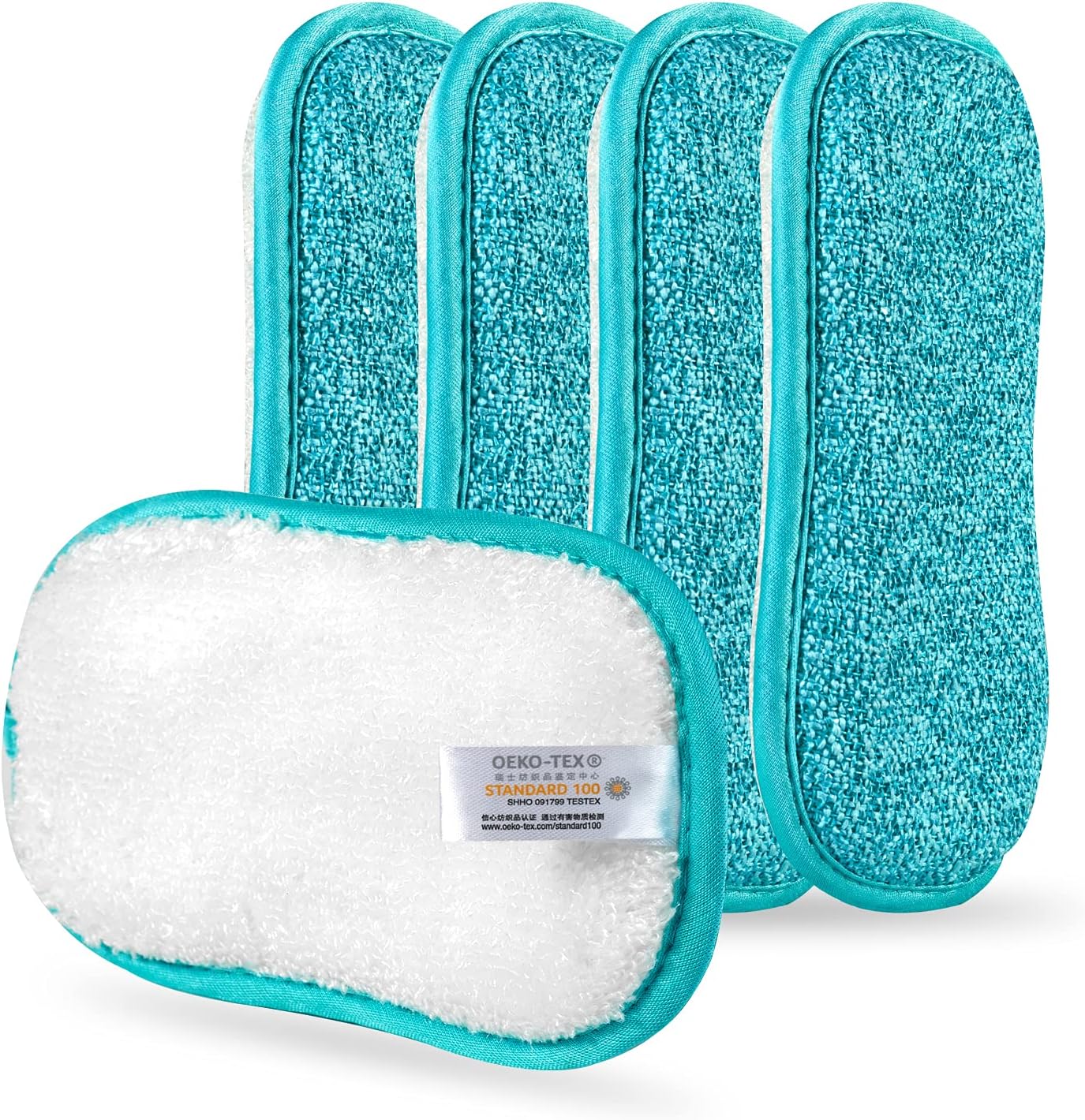 Kitchen Dish Sponge Scrubber Non Scratch, Dishcloth No Odor Reusable Washable Multipurpose Scrub Pads Sponges Heavy Duty for Dawn Dish Soap Cleaning of Sink Pans