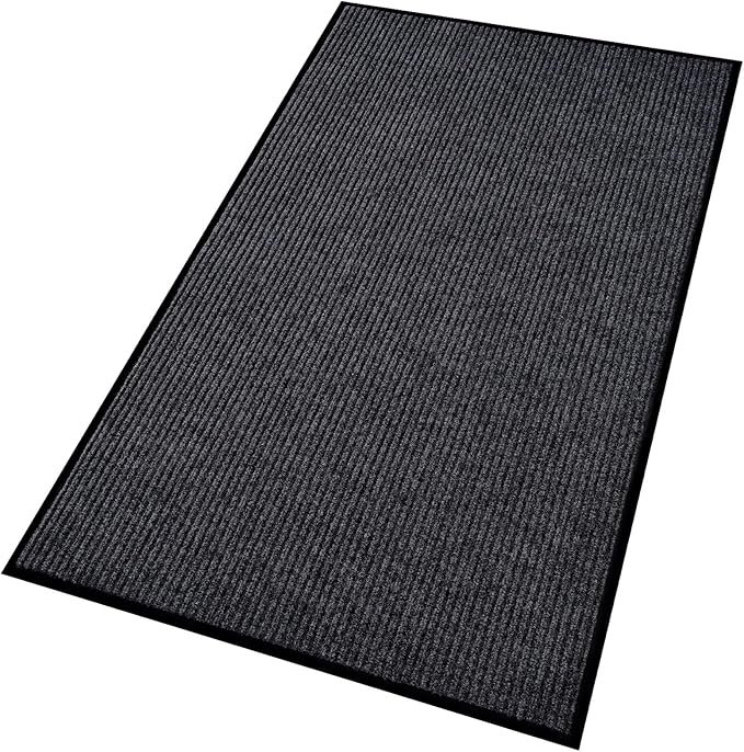Low Profile Rubber Door Mat, 60x35inch, Heavy Duty, Durable Doormat, Indoor and Outdoor, Waterproof, Easy Clean Shoe Scraper, Home Rug Welcome Mats for Entryway, Patio, Porch, Grey