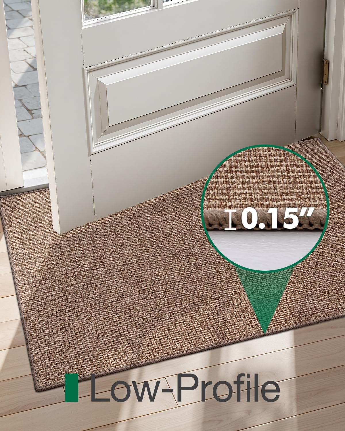 LUMI Indoor Door Mat 32"x47", Ultra Thin Low Profile Non-Slip Doormat for Home Entrance, Absorbent & Stain-Resistant Welcome Mats, Washable Entryway Mat for Front Door, Patio, Porch, Camel
