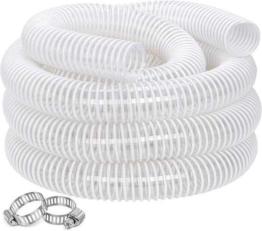 Dust Collection Hose 2-1/2 in × 10 ft Heavy Duty Clear Flexible PVC Reinforced Thicken Helix Suction Discharge Corrugated Pipe Hose for Fume Dust Collector Fitting Wood Chip Saw (2.5 inch hose)