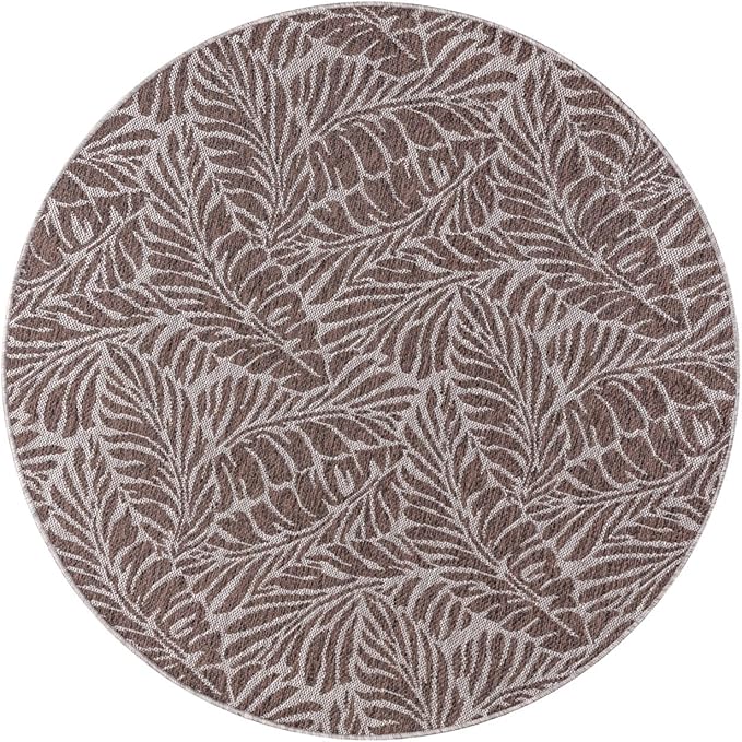 Keen Home Design Terrace Outdoor Round Rug - 5ft Round Washable Indoor/Outdoor Rug for Patio, Kitchen, Balcony, Beach, Garden, Deck and Porch, Size: 5'3" Round