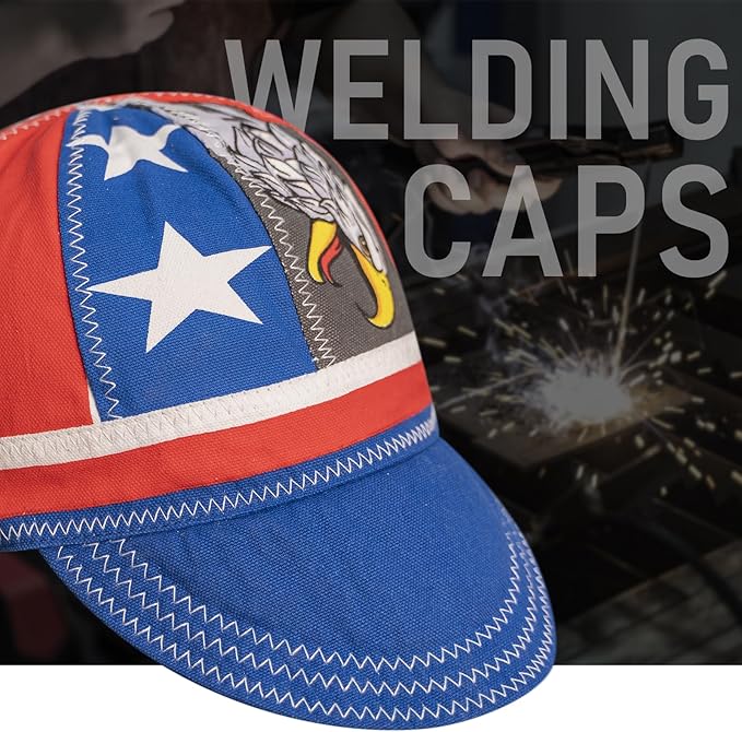 YESWELDER Welding Cap, Eagle Style 7-1/4", Heat-Resistant Reversible Protective Welders Cap