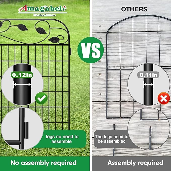 AMAGABELI GARDEN & HOME 4 Pack 44inch High 12ft Long Decorative Garden Fence Panels Border,Dog Fence for The Yard Outdoor Rustproof Animal Barrier Dogs Garden fencing Black