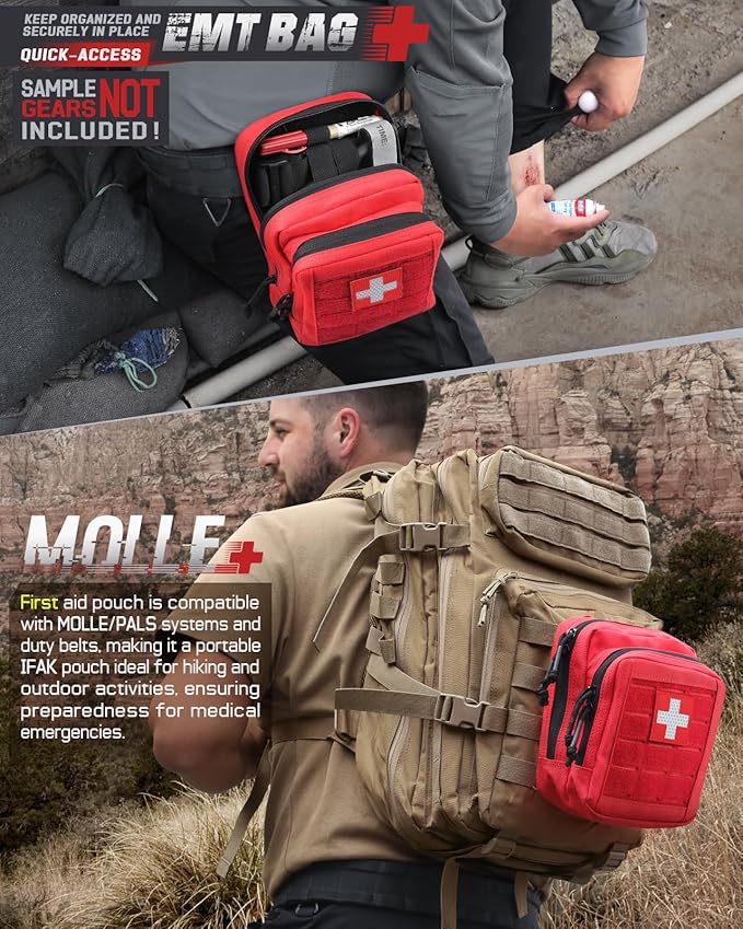 WYNEX Molle Admin Pistol Pouch for Concealed Carry, Tactical EDC Belt Pouch Gun Bag Utility Tool EMT Organizer Pouch Medical CCW with Universal Pistol/Elastic Holster