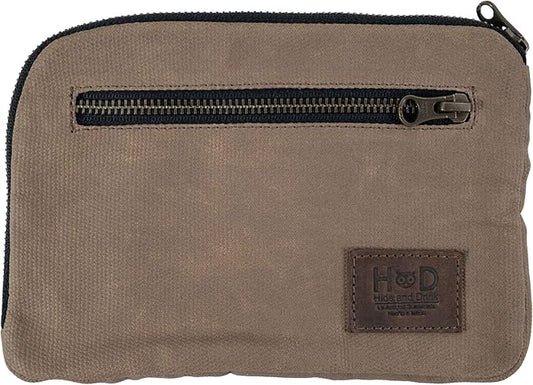 Hide & Drink, Zipper Gear Pouch, Camping Bag, Travel Accessory, Multi-Purpose Bag, Waxed Canvas and Full Grain Leather