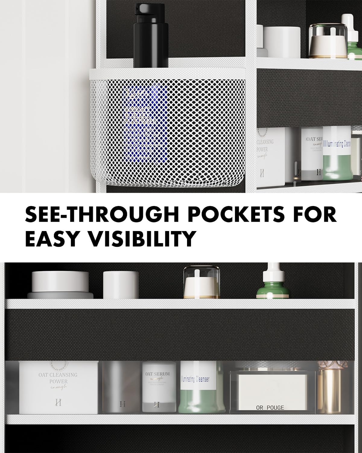 Over The Door Organizer Storage - 50lb Heavy Duty 6 Shelf Over Door Organizer Hanging Space Saving Perfect for Bedroom Bathroom Dorm Nursery (Black)