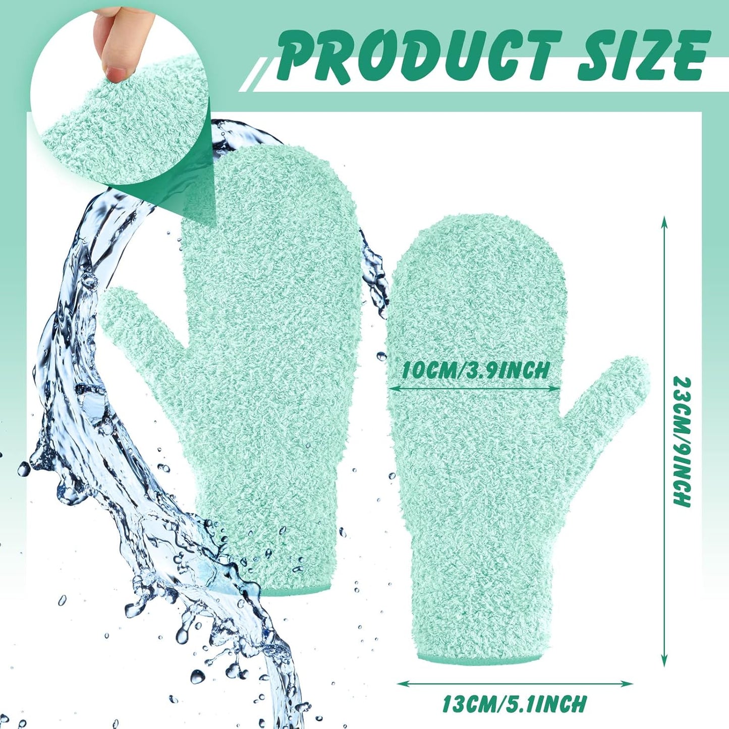 Bencailor 4 Pair Microfiber Dusting Mittens Reusable Women Cleaning Mittens with Thumb for Kitchen