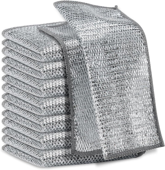 5Pcs Non Scratch Wire Dishcloth, Multipurpose Wire Dishwashing Rags, Steel Metal Wire Cloth Mesh Miracle Cleaning Cloths for Kitchen, Dishes