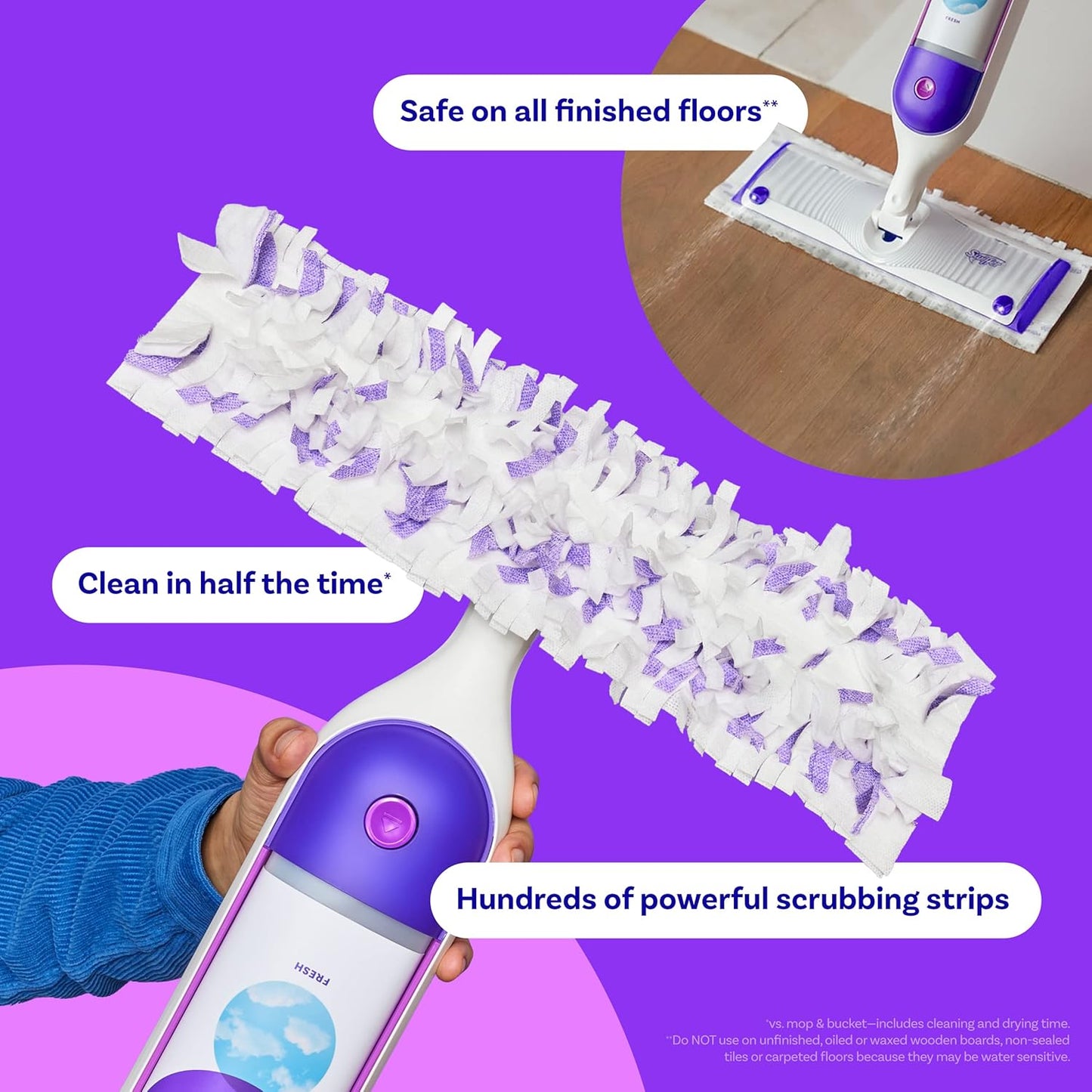 Swiffer PowerMop Multi-Surface Refill Pack for Floor Cleaning, Includes 5 Mopping Pad Refills, 1 Cleaning Solution with Lavender Scent (Pack of 2)