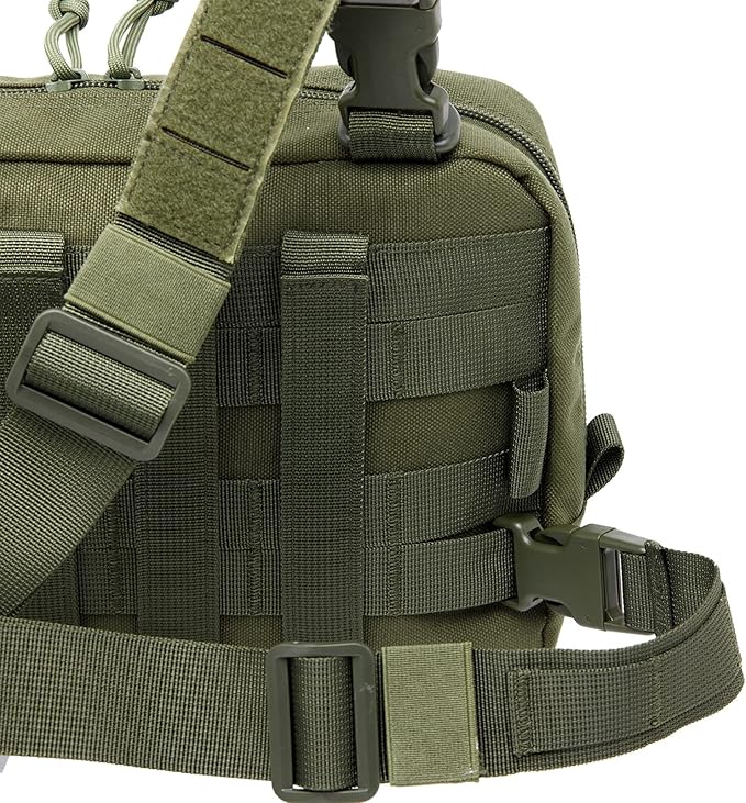 Tactical Molle Admin Pouch of Laser Cut Design,Medical EMT Organizer with Phone Pouch,EDC EMT Pack IFAK Tool Holder with US Patch (Large Green with Harness)