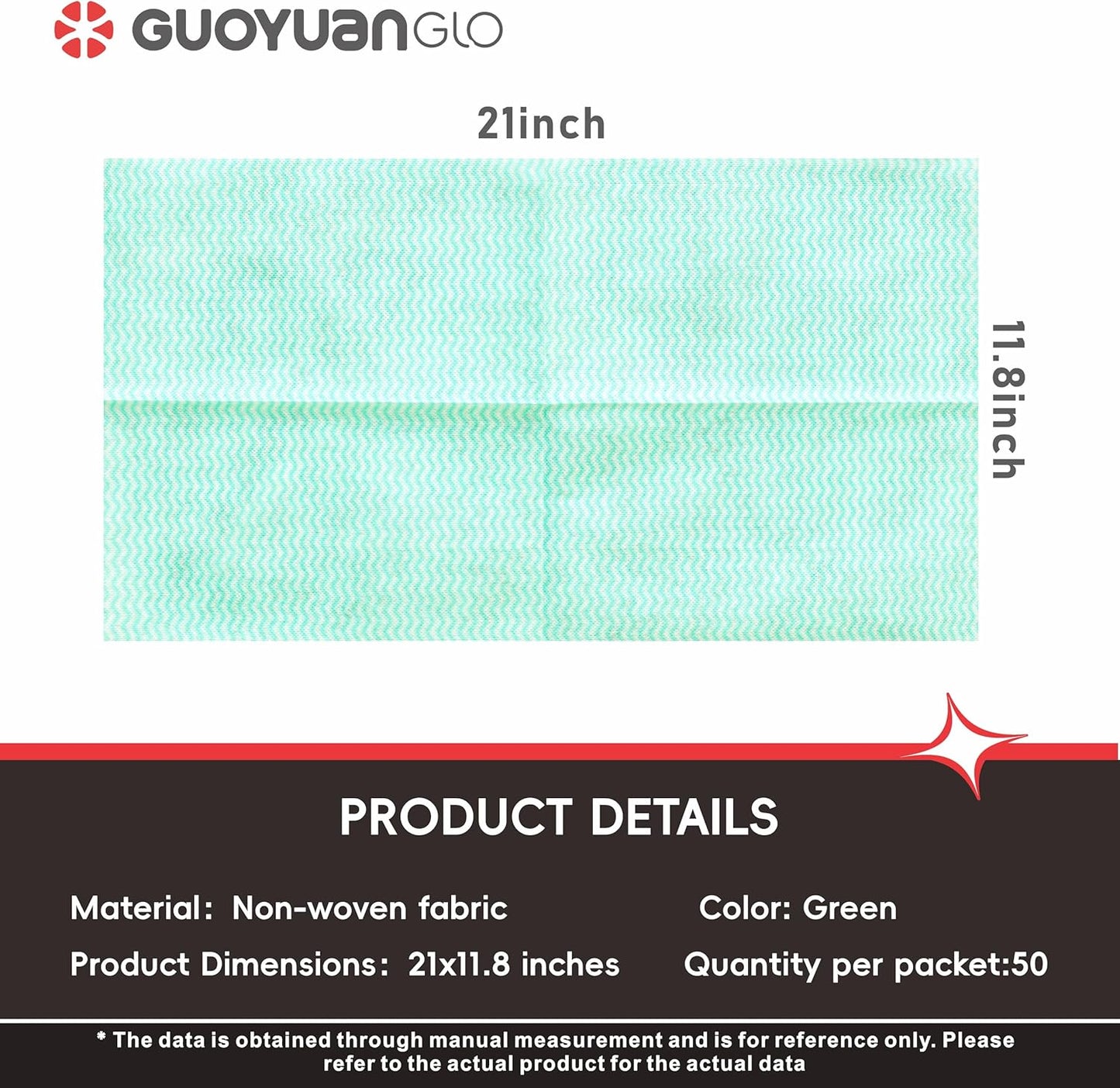 Disposable Dish Cloths Disposable Cleaning Towels Heavy Duty Reusable Cleaning Cloths Dish Rags for Kitchen,11.8 x 21 inches - 50 Counts/Pack,Green