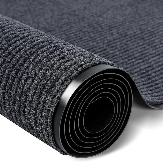 Rubber Door Mat About W3' ×L16' Heavy Duty Large Outdoor Indoor Mat Durable Entrance Doormat Waterproof Rubber Back Rugs for Home Entryway Patio Porch Office Business Areas (Grey)