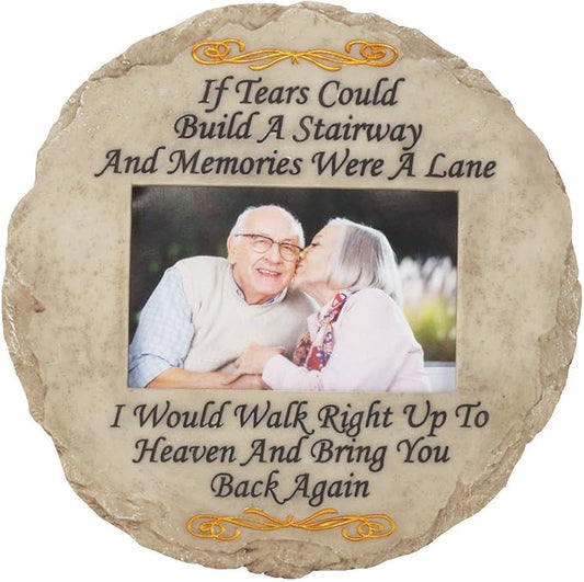 Spoontiques - Garden Décor - If Tears Could Build A Stairway with Picture Memorial Stepping Stone - Decorative Stone for Garden